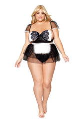 Dream Girl Lingerie Garter Babydoll and Apron Black - Queen - BabyDolls And Chemises